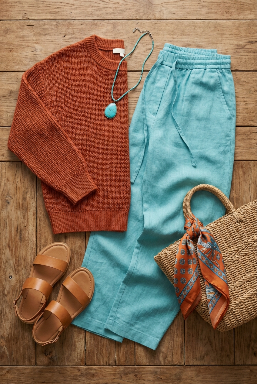 Burnt Orange And Aqua Combinations For Bold Casual Looks A Vibrant And Eye Catching Pairing