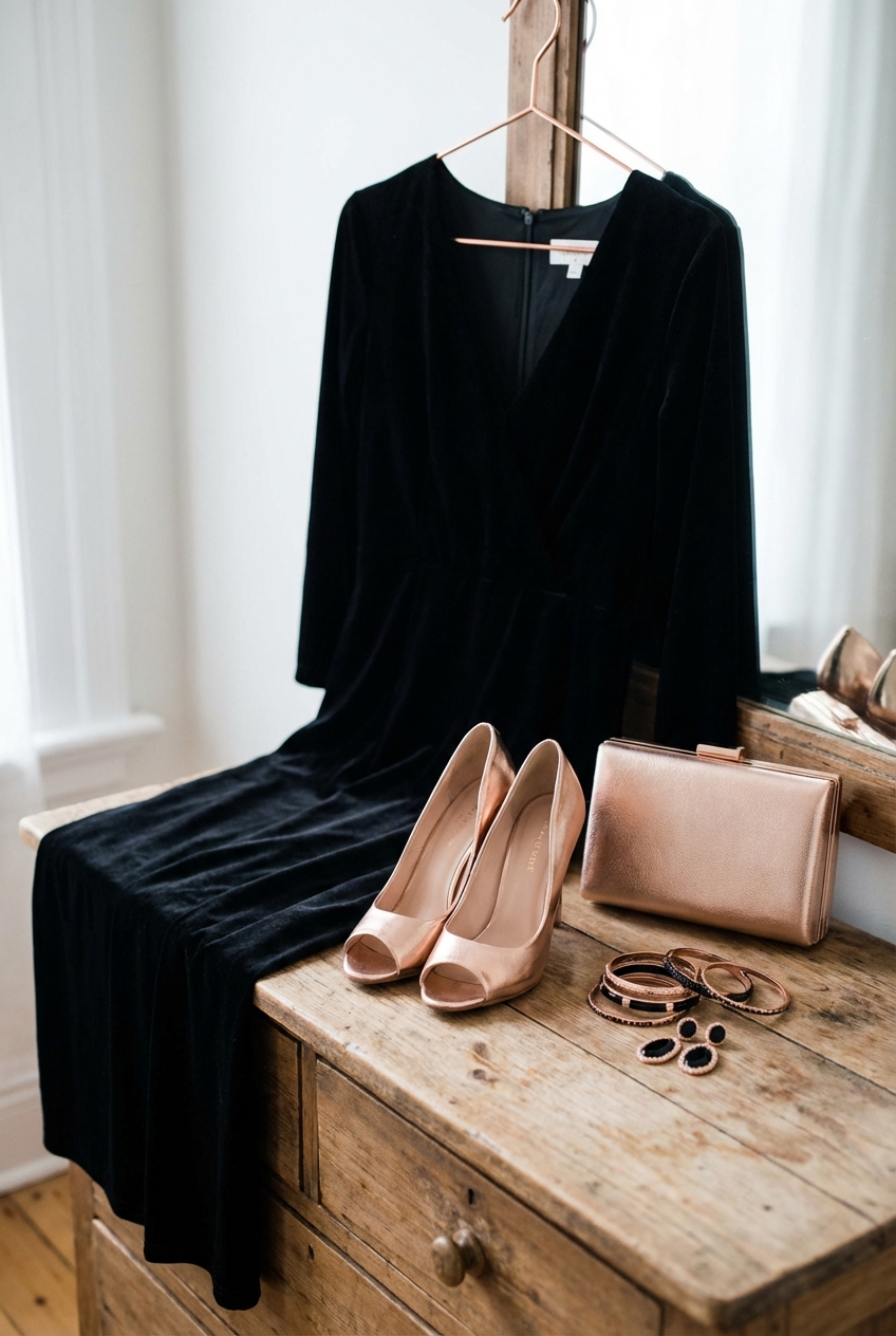 Black And Rose Gold Outfits For Party Dresses